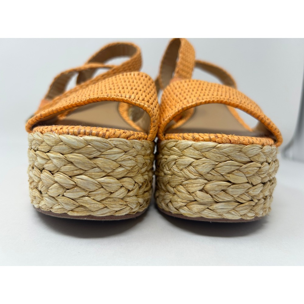 Sam Edelman Womens Orange Raffia Espadrille Wedge Sandals Platform Shoes Size 9 - Picture 5 of 8